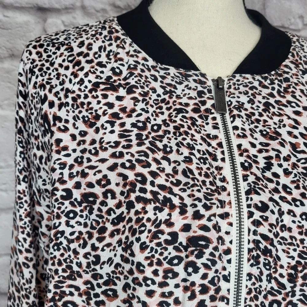Sanctuary Jacket Havana Bomber Animal Print Zipper Front Side Pockets Size M NWT